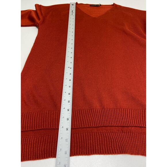 CCK Style V-Neck Pullover Sweater Burnt Orange Wool Women 42 L Pumpkin Autumn - Picture 8 of 8